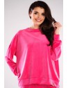 Bluza oversize z weluru - różowa