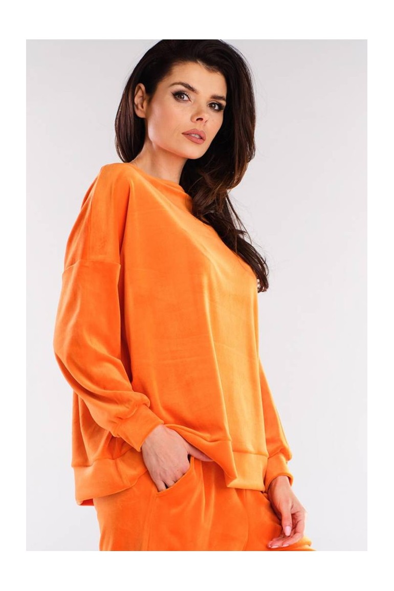 CM6000 Bluza oversize z weluru - pomarańczowa