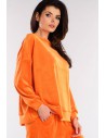 Bluza oversize z weluru - pomarańczowa