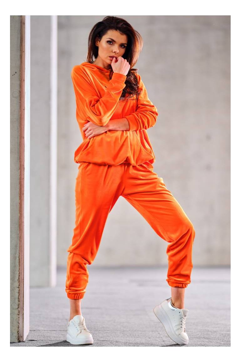 CM6001 Casualowe spodnie z weluru - pomarańczowe