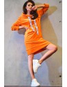 Sportowa sukienka welurowa midi - pomarańczowa
