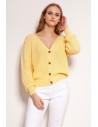 Bawełniany sweter w prążki - żółty