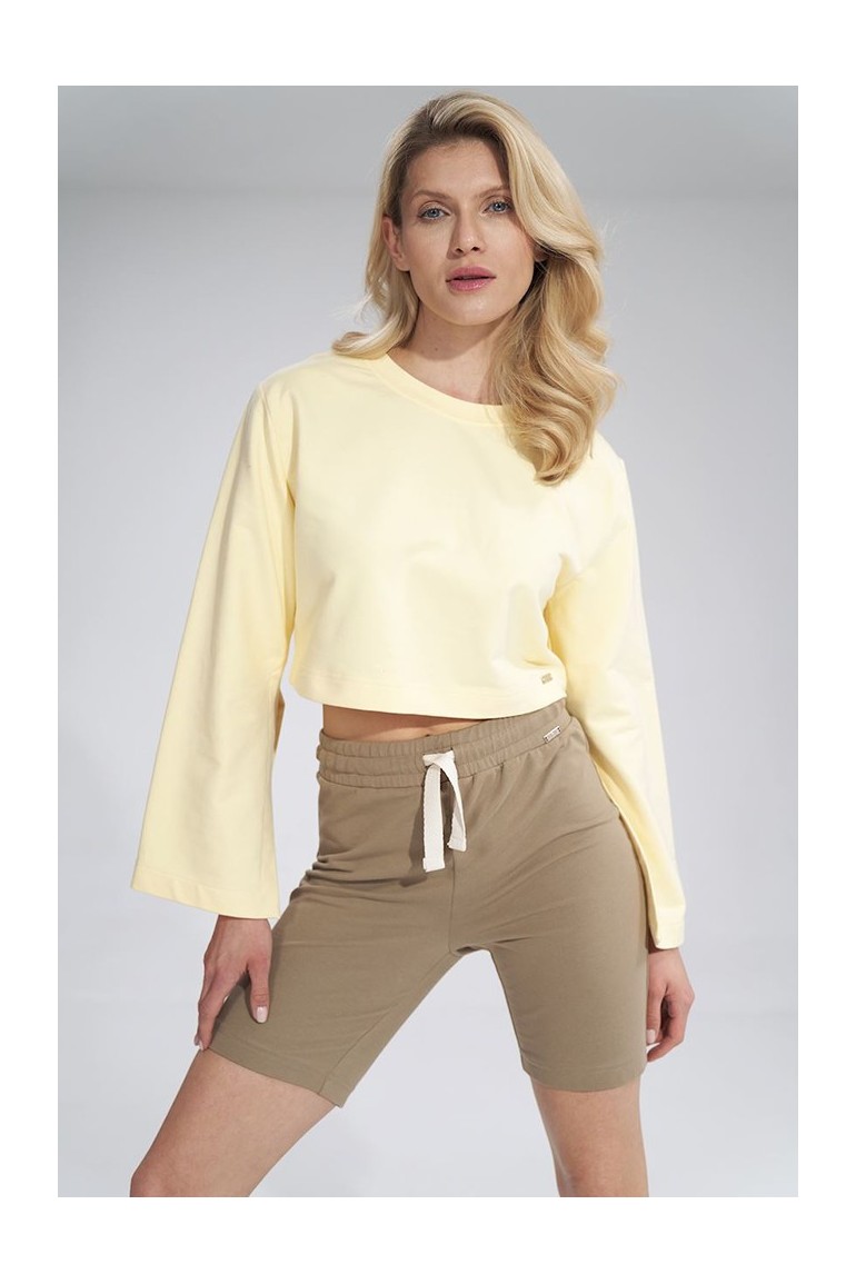 CM6045 Bawełniana bluza z szerokim rękawem - żółta