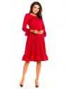 Rozkloszowana sukienka z falbankami - czerwona