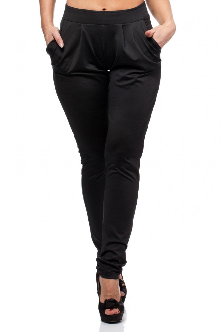 CM0196 Włoskie spodnie pumpy legginsy - czarny