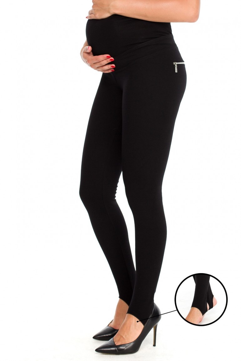 CM5065 Ciążowe spodnie legginsy z elastycznym pasem - czarne