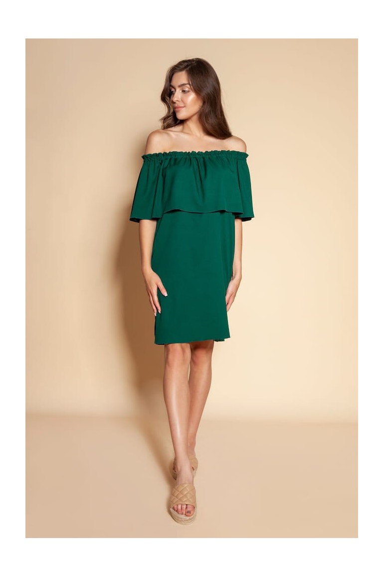 CM6094 Krótka sukienka typu hiszpanka - zielona