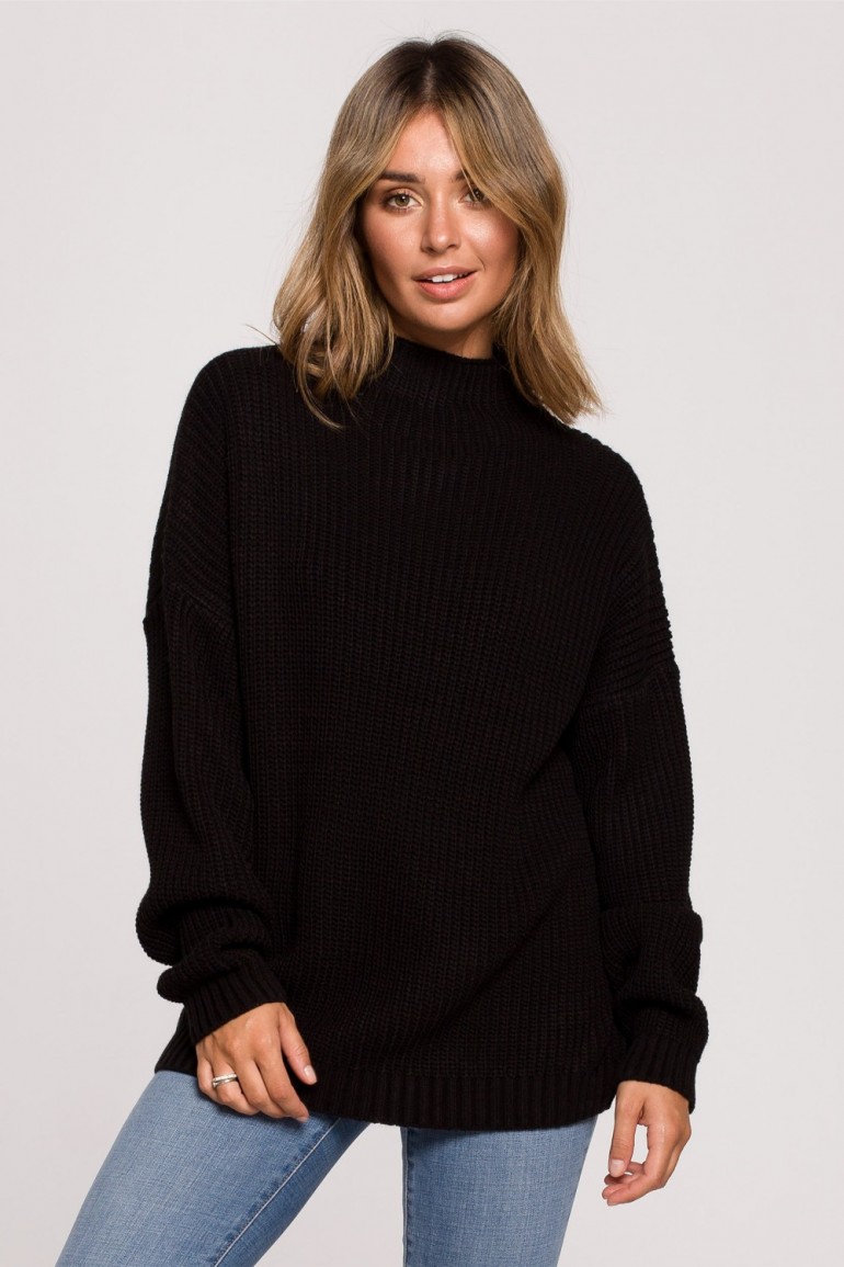 CM6261 Sweter z półgolfem - czarny