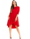 Asymetryczna sukienka midi z krótkim rękawem - czerwona