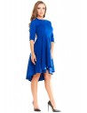 Asymetryczna sukienka midi z krótkim rękawem - niebieska
