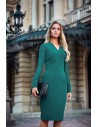 Ołówkowa sukienka z szyfonowymi rękawami - zielona
