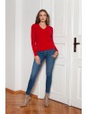 Sweter w prążek - czerwony