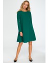 Rozkloszowana sukienka mini z długim rękawem - zielona