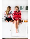 Świąteczny sweter w renifery - czerwony