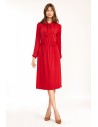 Sukienka midi z fontaziem - czerwona