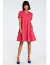 Sukienka mini odcinana pod biustem - różowa OUTLET