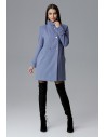 Dwurzędowy płaszcz z kieszeniami - niebieski