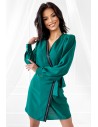 Nowoczesna sukienka przekładana w talii - zielona