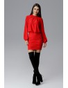 Sukienka mini z marszczeniami - czerwona