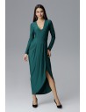 Sukienka maxi z rozcięciem - zielona