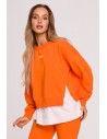 Bluza z rozcięciami i koszulową wstawką - pomarańczowa