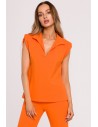 Elegancka bluzka z poduszkami na ramionach - pomarańczowa