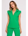 Elegancka bluzka z poduszkami na ramionach - soczysto zielona