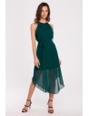Asymetryczna sukienka szyfonowa - zielona