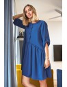 Luźna sukienka rozkloszowana - niebieska