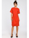 Dresowa sukienka z zakładkami - czerwona