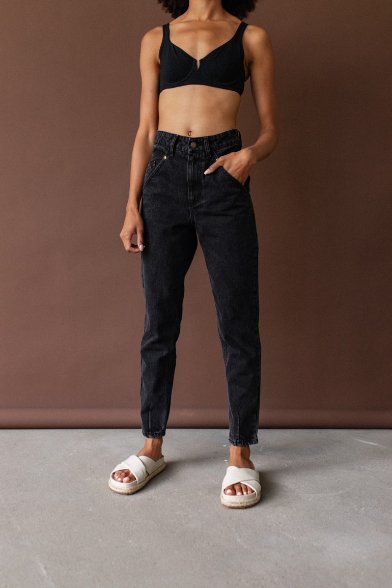 CM6645 Spodnie jeansowe typu mom fit - czarne