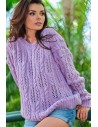 Ażurowy sweter oversize - fioletowy