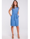 Sukienka z kontrafałdą i kieszeniami - niebieska OUTLET