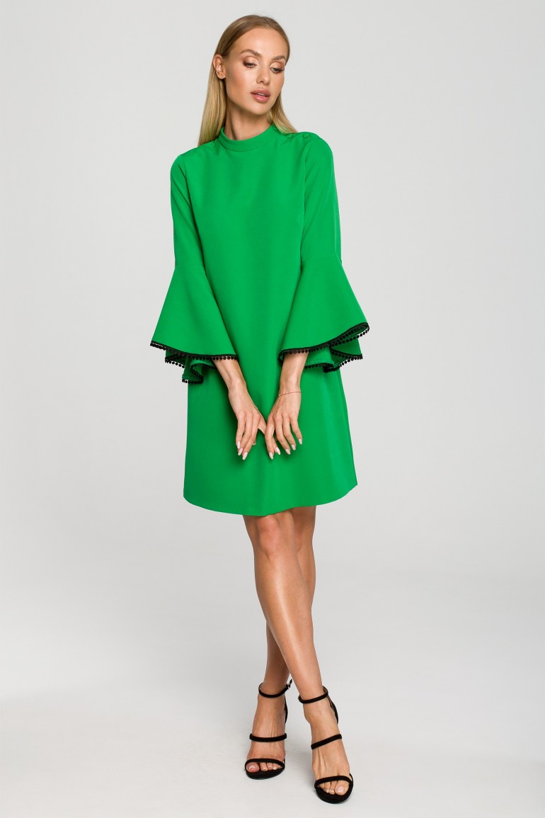CM6842 Sukienka z szerokimi rękawami - soczysto-zielona