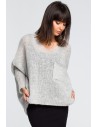 Luźny sweter z kieszenią - popielaty