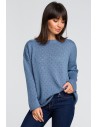 Sweter z oczkami - niebieski