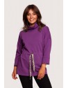 Bluza z golfem o przedłużonym kroju - purpurowa