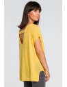 Sweter z dekoltem na plecach - żółty