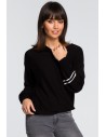 Sweter z szerokimi rękawami i lampasem - czarny