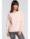 Sweter z szerokimi rękawami i lampasem - brzoskwiniowy