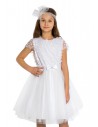 Dziewczęca sukienka tiulowa - śmietankowa-biel