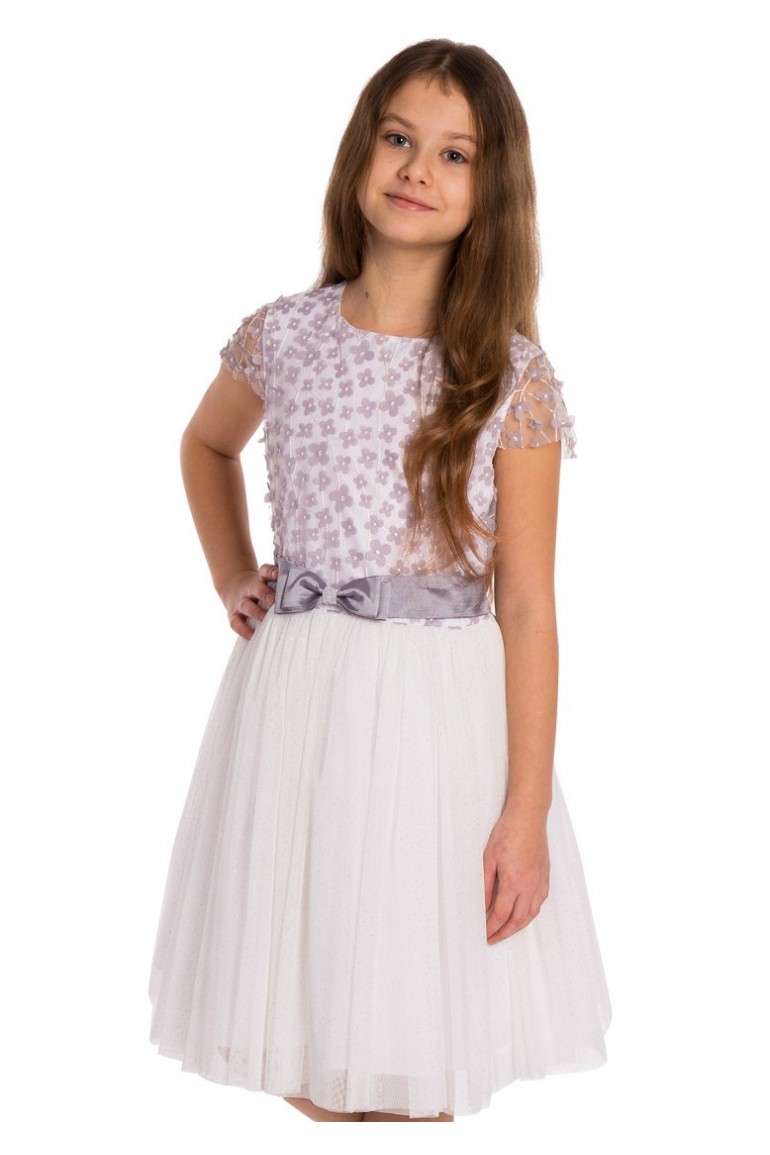 MA115 Dziewczęca sukienka tiulowa - szara