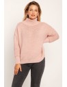 Ciepły sweter z golfem - różowy