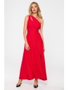 Elegancka sukienka z rozcięciem na nogę - czerwona