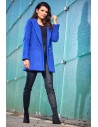 Elegancki dwurzędowy płaszcz - niebieski