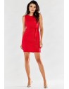 Dopasowana sukienka mini z szarfą - czerwona