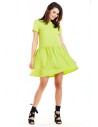 Sukienka mini z odcięciem w talii - limonkowa