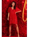 Luźna sukienka z cekinami - czerwona
