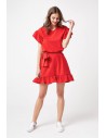 Romantyczna sukienka z falbankami - czerwona