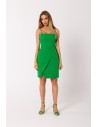 Elegancka sukienka mini na ramiączkach - soczysto-zielona